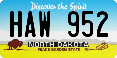ND license plate HAW952