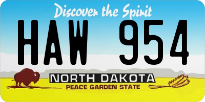 ND license plate HAW954