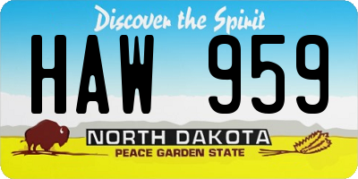 ND license plate HAW959