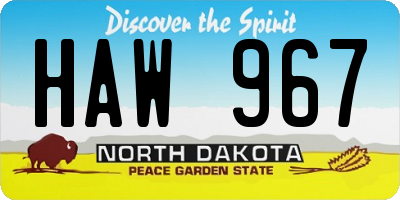 ND license plate HAW967