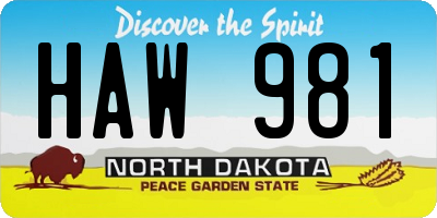 ND license plate HAW981