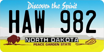 ND license plate HAW982