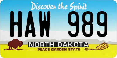 ND license plate HAW989