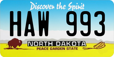 ND license plate HAW993
