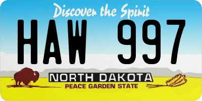 ND license plate HAW997