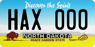 ND license plate HAX000