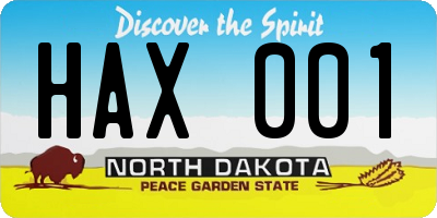 ND license plate HAX001