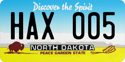 ND license plate HAX005
