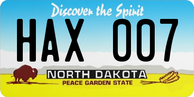 ND license plate HAX007