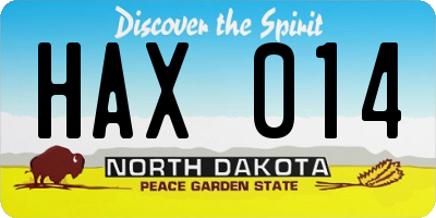 ND license plate HAX014