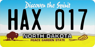 ND license plate HAX017