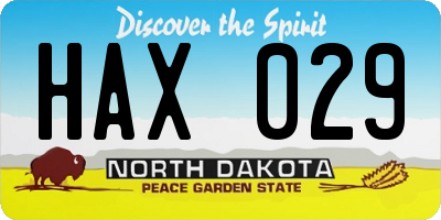 ND license plate HAX029
