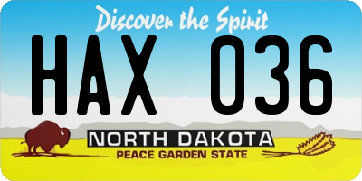ND license plate HAX036
