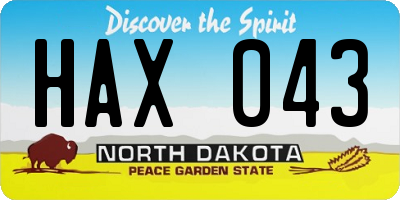 ND license plate HAX043