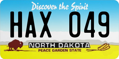 ND license plate HAX049