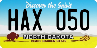ND license plate HAX050