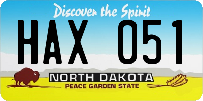 ND license plate HAX051