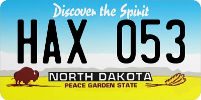 ND license plate HAX053