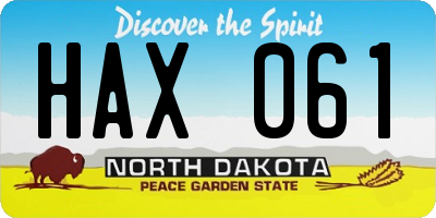 ND license plate HAX061