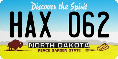 ND license plate HAX062
