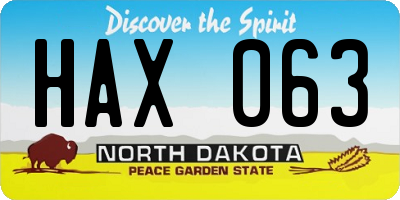 ND license plate HAX063