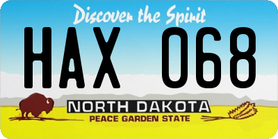 ND license plate HAX068