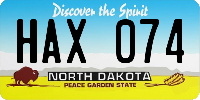 ND license plate HAX074