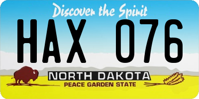 ND license plate HAX076