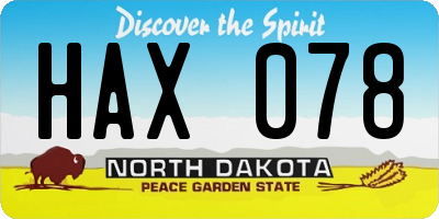 ND license plate HAX078