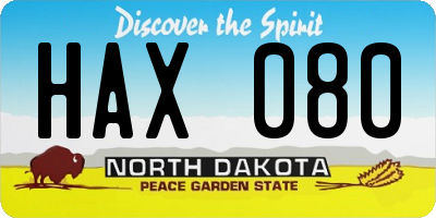 ND license plate HAX080