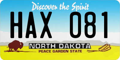 ND license plate HAX081