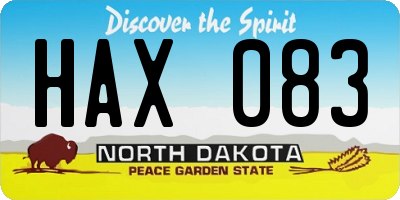 ND license plate HAX083