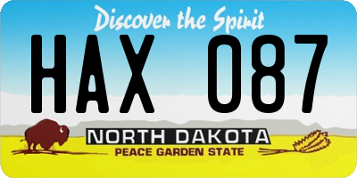 ND license plate HAX087
