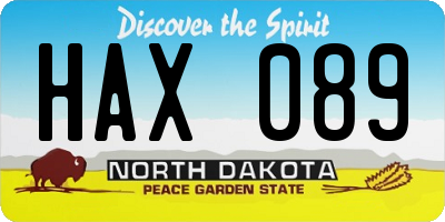 ND license plate HAX089