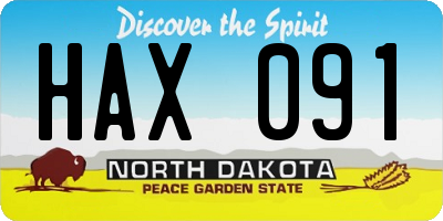 ND license plate HAX091