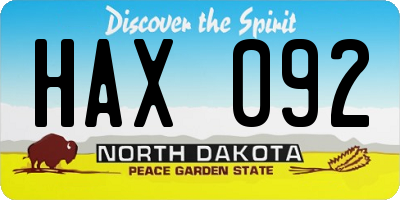 ND license plate HAX092