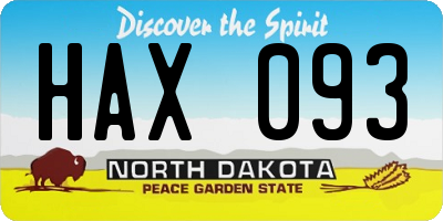 ND license plate HAX093