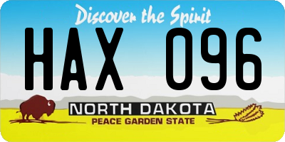 ND license plate HAX096