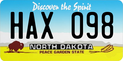 ND license plate HAX098