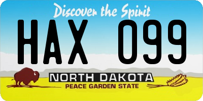 ND license plate HAX099