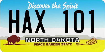 ND license plate HAX101