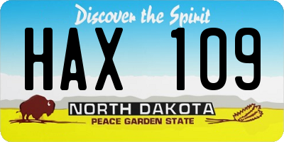 ND license plate HAX109
