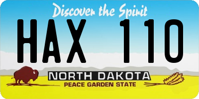 ND license plate HAX110