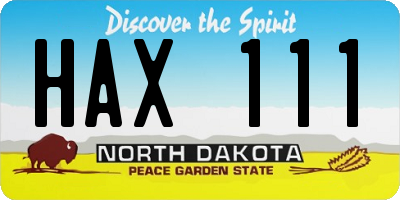 ND license plate HAX111