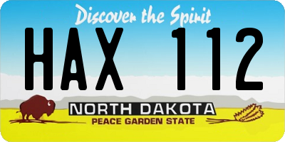 ND license plate HAX112