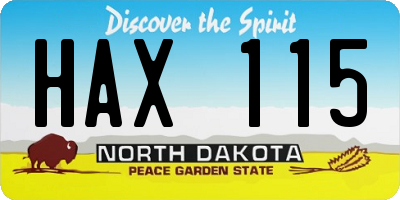 ND license plate HAX115