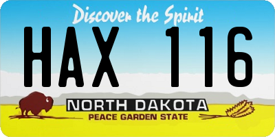 ND license plate HAX116