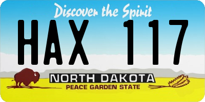 ND license plate HAX117