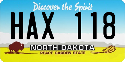 ND license plate HAX118