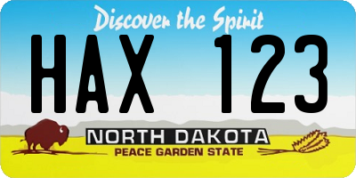 ND license plate HAX123